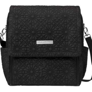 PETUNIA PICKLE BOTTOM Black Quilted Flower Convertible Boxy Backpack Diaper Bag